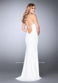 Picture of: Strappy Prom Gown with Deep Neckline and Side Slit in White, Style: 24355, Detail Picture 3