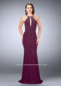 Picture of: Beaded Prom Dress with a High Neck and Strappy Back in Purple, Style: 24358, Detail Picture 3