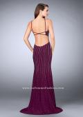 Picture of: Beaded Prom Dress with a High Neck and Strappy Back in Purple, Style: 24358, Detail Picture 4