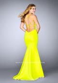 Picture of: High Neck Neoprene Prom Dress with Strappy Back in Yellow, Style: 24374, Detail Picture 3