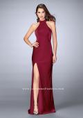 Picture of: Long Jersey Dress with High Neckline and Strappy Back in Red, Style: 24376, Back Picture