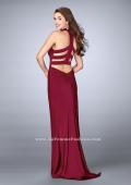 Picture of: Long Jersey Dress with High Neckline and Strappy Back in Red, Style: 24376, Detail Picture 1