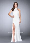 Picture of: Long Jersey Dress with High Neckline and Strappy Back in White, Style: 24376, Detail Picture 2