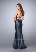 Picture of: Fitted Sequin Prom Dress with an Open Strappy Back in Blue, Style: 24378, Back Picture