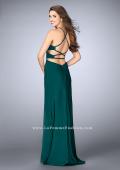 Picture of: Long Jersey Prom Dress with Cut Outs and Strappy Back in Green, Style: 24380, Back Picture