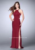 Picture of: Long Jersey Prom Dress with Cut Outs and Strappy Back in Red, Style: 24380, Detail Picture 1