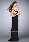 Picture of: Long Jersey Prom Dress with Cut Outs and Strappy Back in Black, Style: 24380, Detail Picture 6