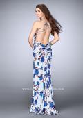 Picture of: Rose Printed Long Satin Prom Dress with Strappy Back in Print, Style: 24382, Back Picture