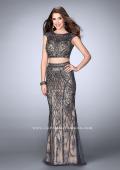 Picture of: Beaded Two Piece Dress with Lace and Cap Sleeves in Silver, Style: 24386, Main Picture
