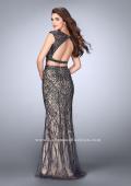 Picture of: Beaded Two Piece Dress with Lace and Cap Sleeves in Silver, Style: 24386, Back Picture