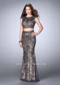 Picture of: Beaded Two Piece Dress with Lace and Cap Sleeves in Silver, Style: 24386, Detail Picture 1