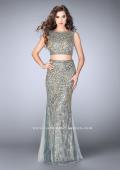 Picture of: Beaded two piece dress with a lace underlay and open back in Gold, Style: 24392, Main Picture