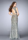 Picture of: Beaded two piece dress with a lace underlay and open back in Gold, Style: 24392, Back Picture