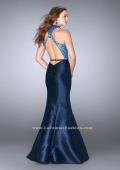 Picture of: Mikado Prom Dress with Open Back and Belt in Blue, Style: 24393, Back Picture