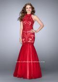 Picture of: High Neck Lace Mermaid Dress with Tulle Skirt in Red, Style: 24394, Main Picture