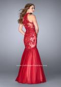 Picture of: High Neck Lace Mermaid Dress with Tulle Skirt in Red, Style: 24394, Back Picture