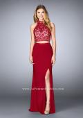 Picture of: Embroidered Two Piece Jersey Dress with Low Back in Red, Style: 24402, Main Picture