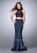 Picture of: Two Piece Mermaid Dress with Sheer Lace Top and Belt in Blue, Style: 24408, Main Picture