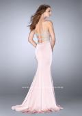 Picture of: Long Prom Dress with Sheer Beading and Leg Slit in Pink, Style: 24409, Back Picture