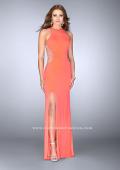 Picture of: Fitted Prom Dress with Strappy Sides and High Neckline in Orange, Style: 24432, Detail Picture 1