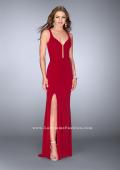 Picture of: Fitted Prom Dress with Deep Neckline and Strappy Back in Red, Style: 24437, Detail Picture 1
