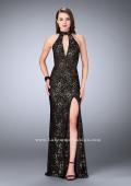 Picture of: Lace Prom Dress with Large Keyhole and Open Back in Black, Style: 24439, Main Picture