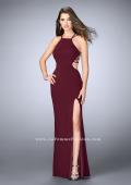 Picture of: High Neck Prom Dress with Strappy Back and Side Slit in Red, Style: 24443, Detail Picture 9