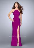 Picture of: High Neck Prom Dress with Strappy Back and Side Slit in Pink, Style: 24443, Detail Picture 12