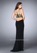 Picture of: High Neck Prom Dress with Strappy Back and Side Slit in Black, Style: 24443, Detail Picture 2