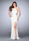 Picture of: High Neck Prom Dress with Strappy Back and Side Slit in Ivory, Style: 24443, Detail Picture 4