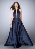 Picture of: Satin A-line Dress with Mandarin Collar and Pockets in Blue, Style: 24447, Main Picture
