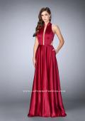 Picture of: Satin A-line Dress with Mandarin Collar and Pockets in Red, Style: 24447, Detail Picture 2