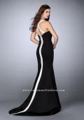 Picture of: Long Neoprene Prom Dress with Exposed Zipper in Black, Style: 24449, Back Picture