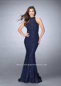 Picture of: High Neck Lace Mermaid Prom Dress with Open Back in Blue, Style: 24451, Main Picture