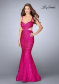 Picture of: Lace Prom Dress with Cut Outs and Sweetheart Neckline in Fuchsia, Style: 24462, Detail Picture 1