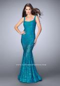 Picture of: Lace Mermaid Romper Dress with an Open Back in Blue, Style: 24466, Main Picture