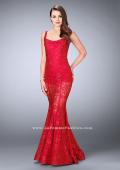 Picture of: Lace Mermaid Romper Dress with an Open Back in Red, Style: 24466, Detail Picture 1