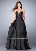 Picture of: Long Cape Dress with a Deep Sweetheart Neckline in Black, Style: 24467, Detail Picture 1