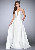 Picture of: Long Cape Dress with a Deep Sweetheart Neckline in White, Style: 24467, Detail Picture 3