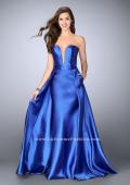 Picture of: Long Cape Dress with a Deep Sweetheart Neckline in Blue, Style: 24467, Detail Picture 4