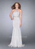 Picture of: Beaded Jersey Prom Dress with Sheer Back Straps in Silver, Style: 24485, Main Picture
