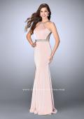 Picture of: Beaded Jersey Prom Dress with Sheer Back Straps in Pink, Style: 24485, Detail Picture 1