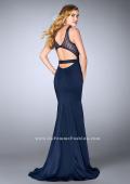 Picture of: Beaded Jersey Prom Dress with Sheer Back Straps in Blue, Style: 24485, Detail Picture 3