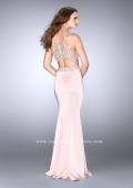 Picture of: Jersey Two Piece Prom Dress with Beaded Top and Belt in Pink, Style: 24487, Back Picture