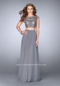 Picture of: A-line Prom Dress with Beaded Top and Cap Sleeves in Silver, Style: 24493, Main Picture