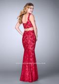 Picture of: Long Scalloped Lace Two Piece Prom Dress in Pink, Style: 24496, Back Picture