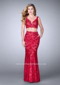 Picture of: Long Scalloped Lace Two Piece Prom Dress in Pink, Style: 24496, Detail Picture 1