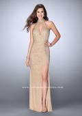 Picture of: High Neck Beaded Dress with Keyhole and Open Back in Nude, Style: 24499, Main Picture