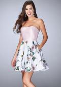 Picture of: Short Strapless Floral Dress with Open Back in Print, Style: 24506, Main Picture