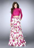 Picture of: Floral Two Piece Prom Dress with Long Sleeve Lace Top in Pink, Style: 24507, Detail Picture 2